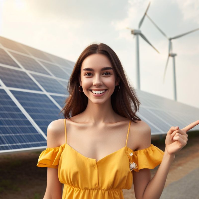 American lady with solar panels